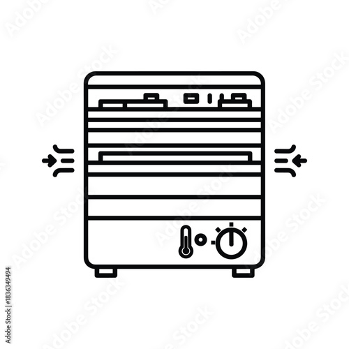 Food Dehydrator Machine Outline Icon with Temperature and Timer Controls