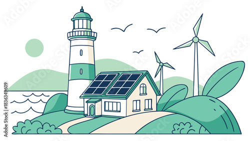 Lighthouse and Home with Renewable Technology