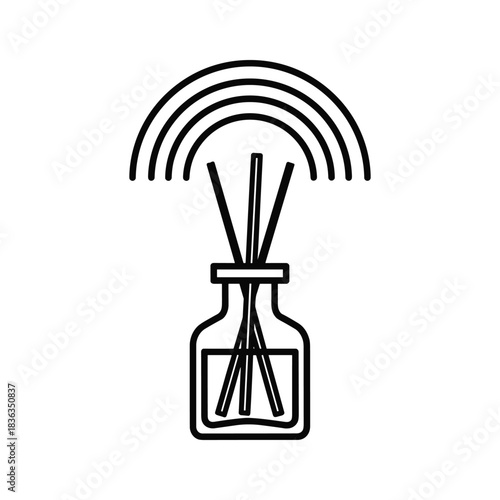 Aroma Reed Diffuser Outline Icon with Scent Waves
