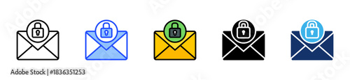 Secure Email Icon Collection With Multiple Styles