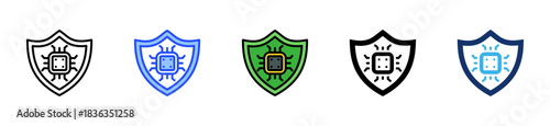 Data Shield Icon Collection With Multiple Styles