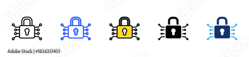 Cyber Lock Icon Collection With Multiple Styles