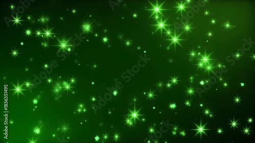 Wallpaper Mural Animated Green Glittering Stars Twinkling and Falling on a Dark Emerald Background, Festive Torontodigital.ca