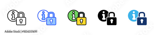 Information Lock Icon Collection With Multiple Styles