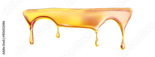 Caramel gooey oil melt honey with vector syrup, drip and background flow. Sticky candy or serum wave for design. Golden stream for dessert or product layout.