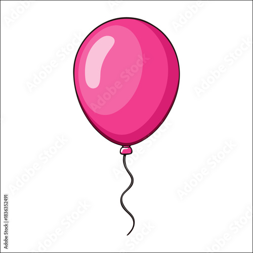 Pink helium toy balloon isolated on white background for birthday party celebration