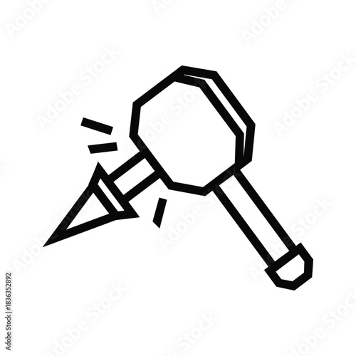 Hammer Hitting a Nail or Spike Line Art Icon