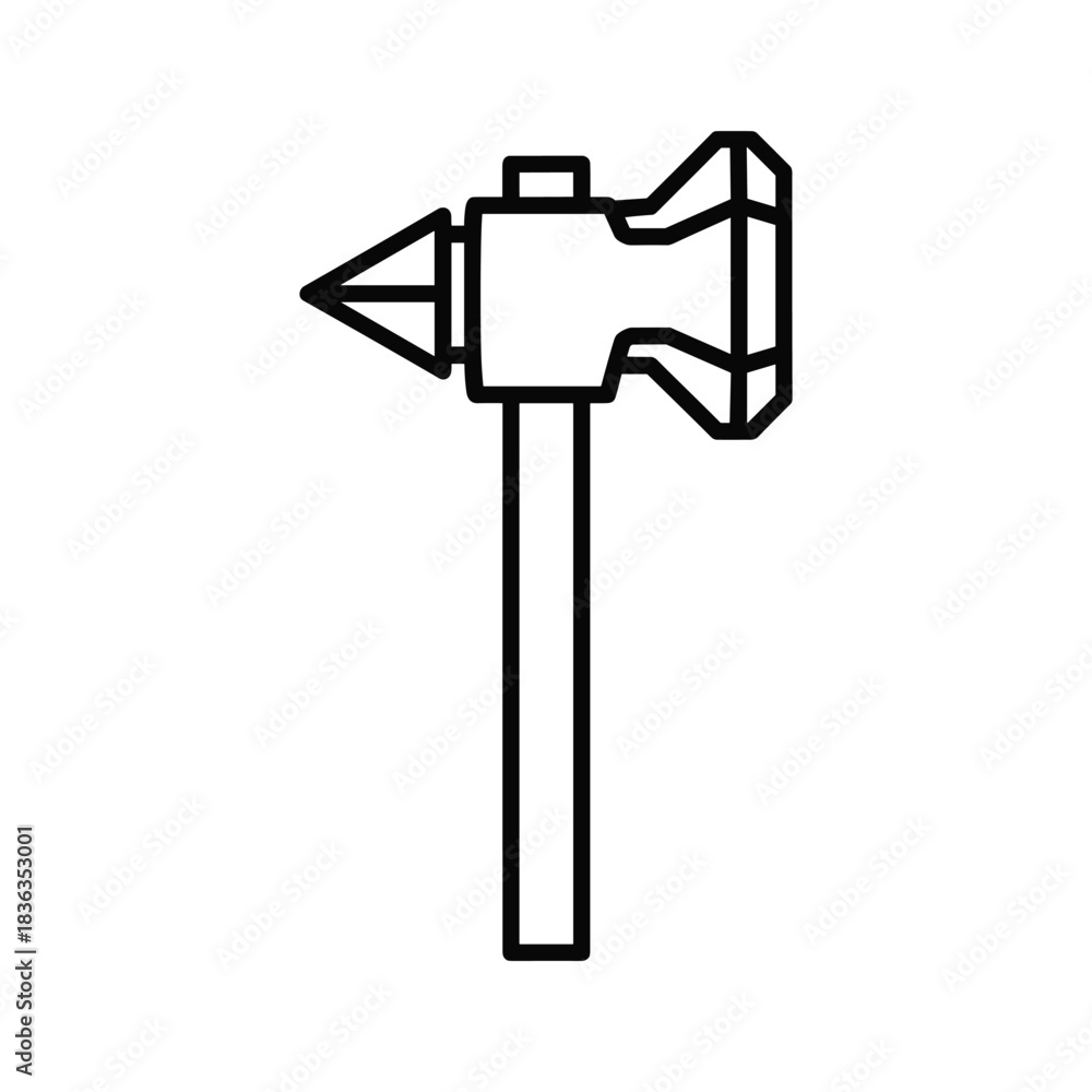Fototapeta premium Outline War Hammer Weapon Icon