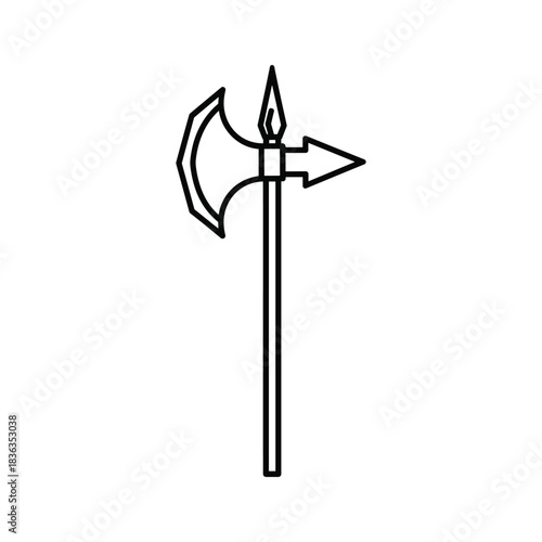 Halberd Weapon Line Art Icon