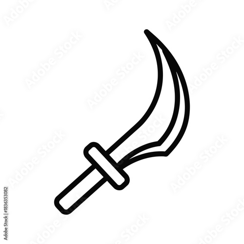Curved Sword Line Art Icon