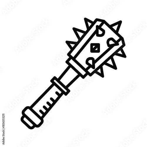 Medieval Spiked Mace Weapon Outline Icon