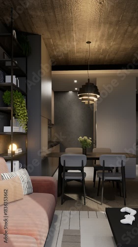 Studio apartment with an open kitchen area.