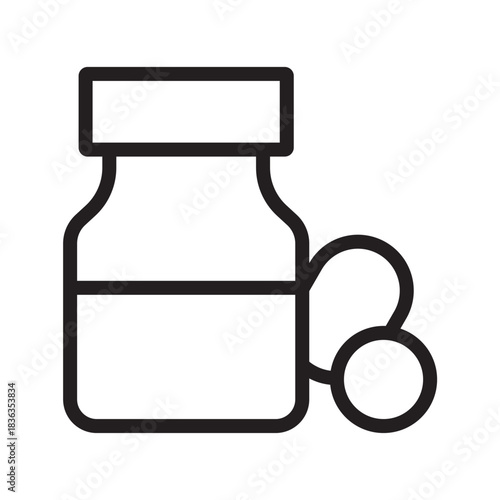 Essential Pill Bottle icon set for medicine storage, pharmaceutical use, healthcare management and prescription visuals