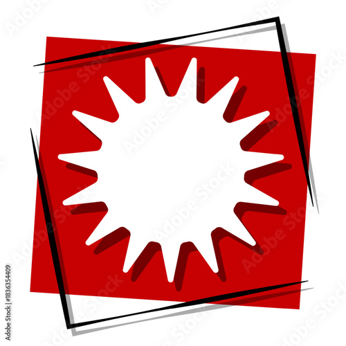 virus, red banner in a frame. Vector illustration on a white background.