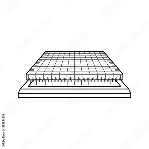 Cutting Mat with Grid and Ruler Line Art Icon