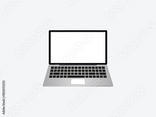 Laptop computer with blank screen, modern mobile phone and pc device mockup with empty display