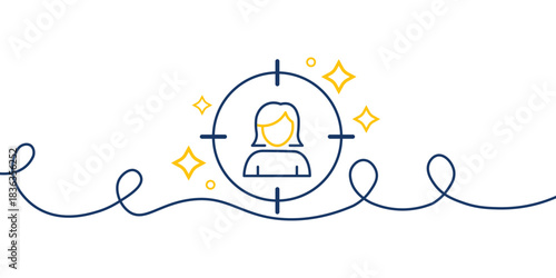 Minimal customer targeting and user focus icon illustrating audience identification, client selection, and personalized marketing concept in line style