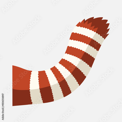Striped Red and White Animal Tail Illustration Isolated on White Background