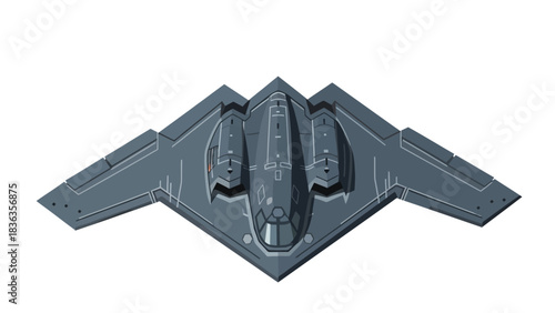 A topdown pixel art illustration of a B2 Spirit stealth bomber