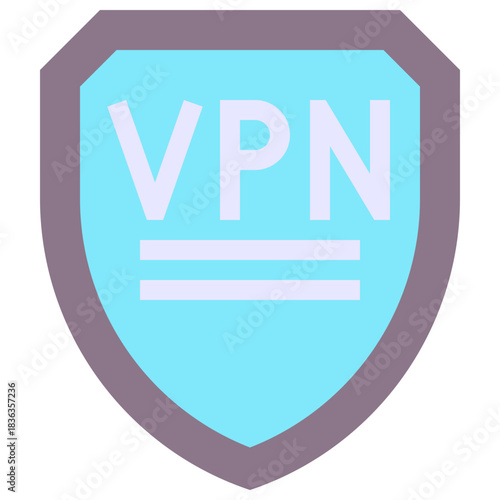 VPN Security Shield Flat Style Vector Icon