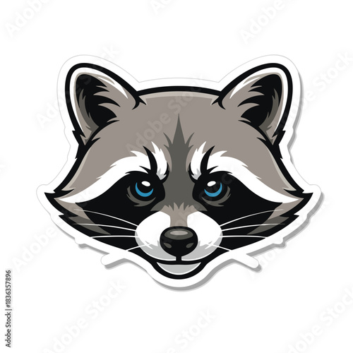 Mascot Head Illustration of a Fierce Raccoon Face Sticker Style