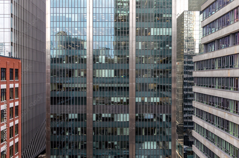 Fototapeta premium Modern office towers and city buildings in daylight Montreal 