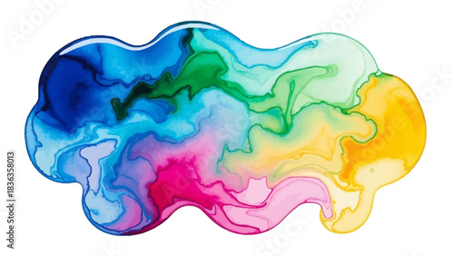 Abstract watercolor splash with vibrant blue green pink and yellow hues