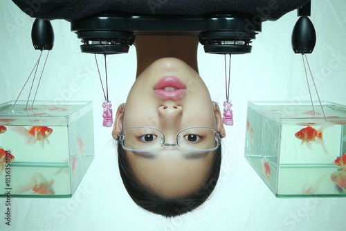 Dual aquariums surreal headpiece