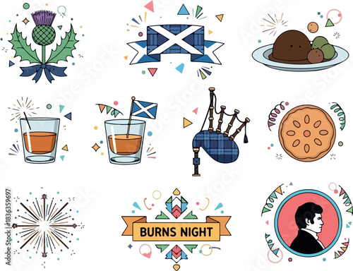 Celebrate Burns Night Scottish Culture Icons Collection