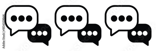 Chat Bubble Icon set.Chat,message,message, sms, chat, chatting, talk line icon vector illustration,Three chat bo icons with headsets isolated on white background,Chat notify icons.Chat Message Bubbles