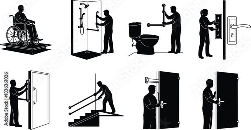 Digital Accessibility Icon Set, Vector Collection of Modern Symbols for Inclusive Web Design, Disability, Universal Access, and Compliance with WCAG Guidelines, Isolated on White Background.