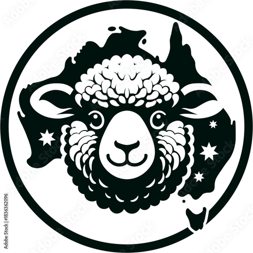 Sheep head style logo design in circle and Australia country