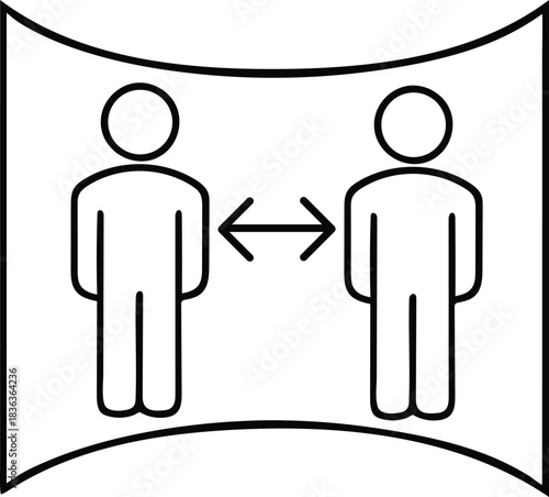 two users in 360 VR room outline icon