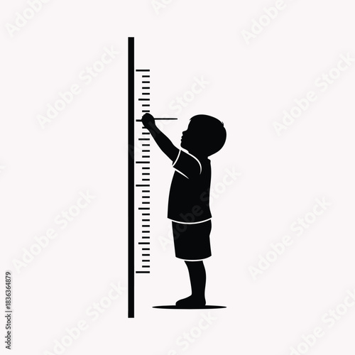 Child s silhouette measuring height against a growth chart