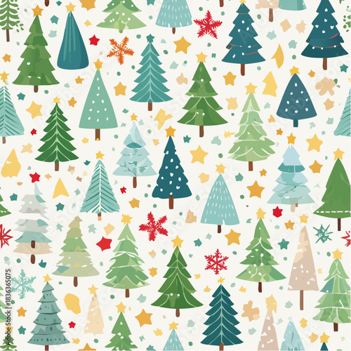 Festive Christmas Tree Pattern A Delightful Holiday Seamless Design for Decorative Applications
