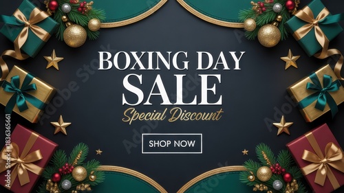 Boxing day sale special discount festive gifts and ornaments