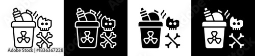 Hazardous Waste Icon Set In Black And White Filled Style Collection