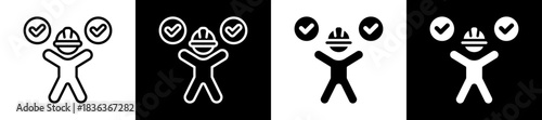 Ergonomic Icon Set In Black And White Filled Style Collection