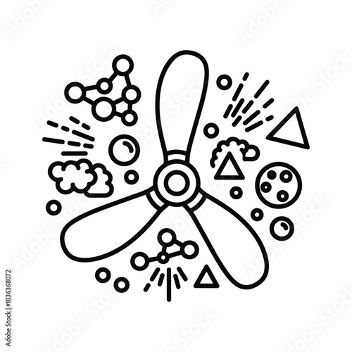 Abstract engineering and scientific discovery line icon design