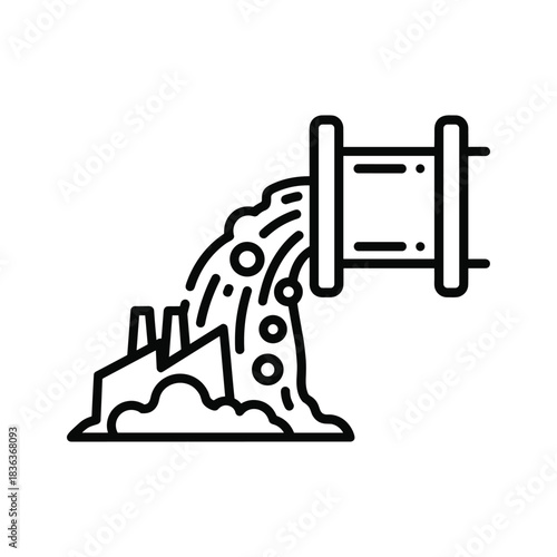 Industrial waste flowing from pipe, environmental pollution problem.