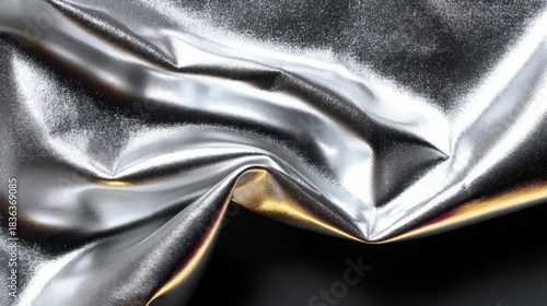 Silver Fabric Draped with Light and Shadow