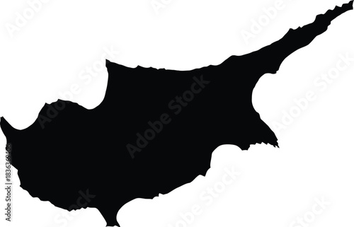 Cyprus silhouette a black shape of the island nation in the mediterranean vector illustration