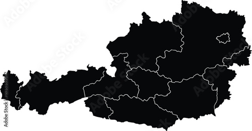Austria country shape black silhouette isolated on white background vector illustration