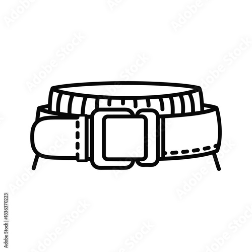 Dog Collar with Buckle and Leash Ring Line Art Icon