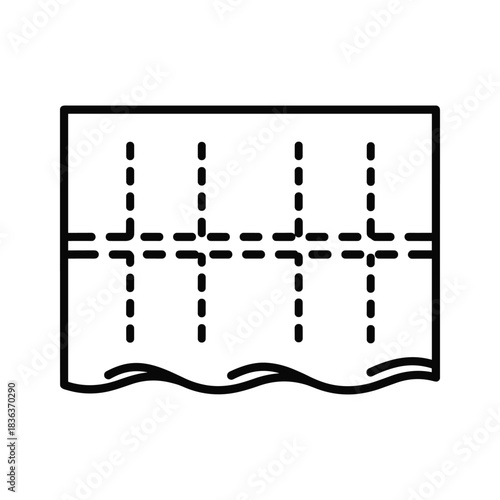 Curtain or Fabric with Dashed Folding Lines Icon