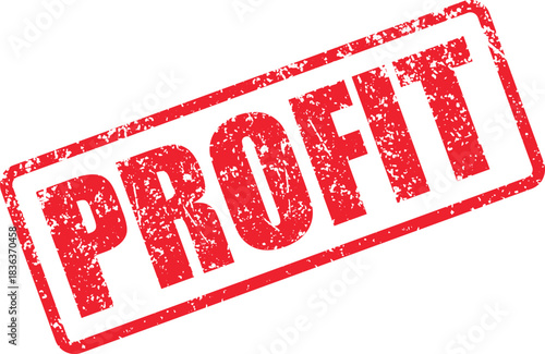 A distressed red PROFIT text stamp shows concept with transparent background