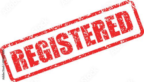 A red registered stamp is diagonally angled on a white transparent background to emphasize its message