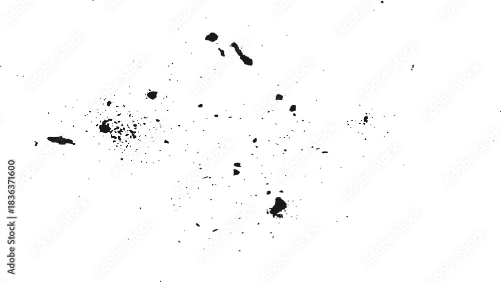 Obraz premium Black Ink Splatter Effect Overlays Grunge Paint Drip Texture Isolated on Transparent Background