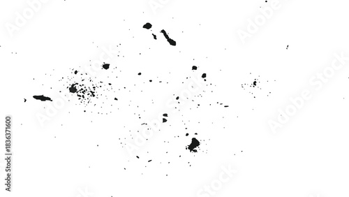 Black Ink Splatter Effect Overlays Grunge Paint Drip Texture Isolated on Transparent Background