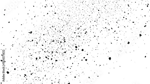 Black ink splatter texture abstract element flying debris isolated on transparent background